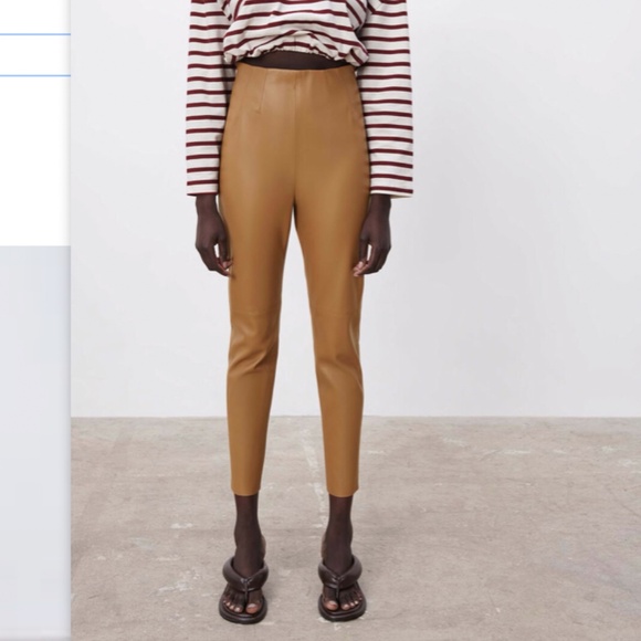 COPY - NWT, ZARA, FAUX LEATHER LEGGINGS, L - Picture 2 of 2